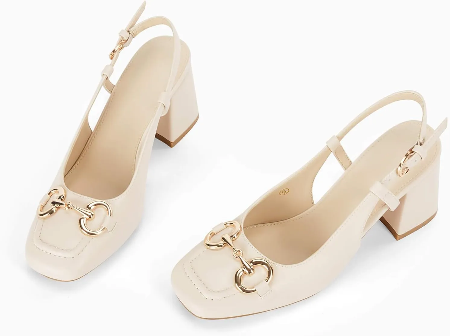 Womens Slingback Block Heels Closed Square Toe Dress Work Shoes Slip on Buckle Strap Business Pumps