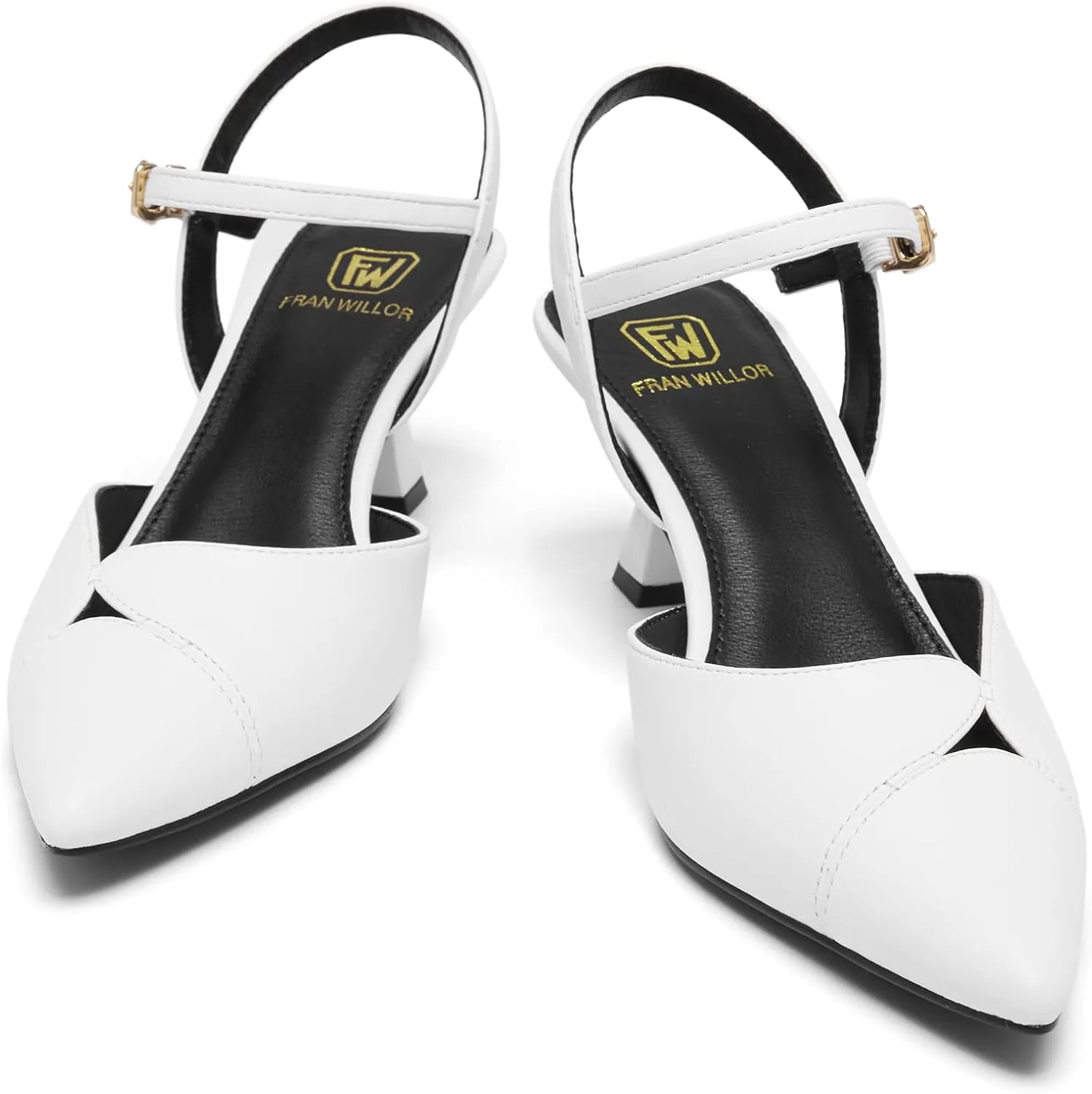 Women's Slingback Kitten Heels Closed Pointed Toe Pumps Dressy Strappy Ankle Office Low Heel Work Dress Shoes