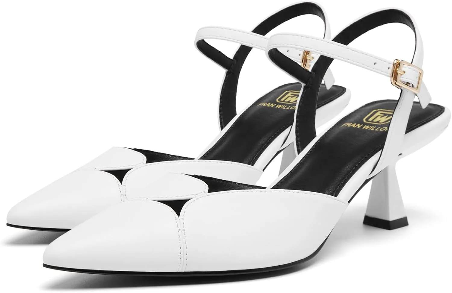 Women's Slingback Kitten Heels Closed Pointed Toe Pumps Dressy Strappy Ankle Office Low Heel Work Dress Shoes