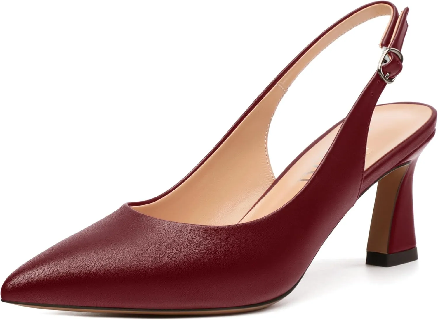 Women's Slingback Pumps Kitten Heel Pointed Toe Pumps for Women Comfort Kitten Mid Heels Buckle Pumps Wedding Party Dance Shoes