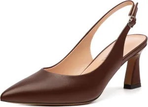 Women's Slingback Pumps Kitten Heel Pointed Toe Pumps for Women Comfort Kitten Mid Heels Buckle Pumps Wedding Party Dance Shoes