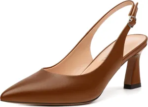 Women's Slingback Pumps Kitten Heel Pointed Toe Pumps for Women Comfort Kitten Mid Heels Buckle Pumps Wedding Party Dance Shoes