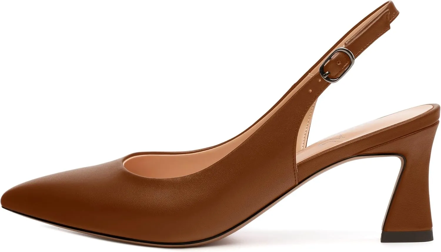 Women's Slingback Pumps Kitten Heel Pointed Toe Pumps for Women Comfort Kitten Mid Heels Buckle Pumps Wedding Party Dance Shoes