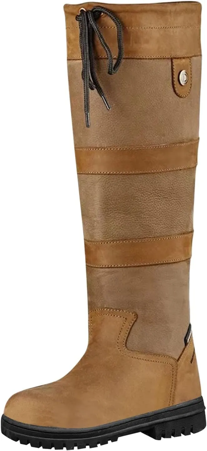 Womens Snow Boots Knee High Waterproof Winter Boots Non-slip Warm Fur Booties Casual Slip on Ankle Boots Thickening Winter Shoes Walking Hiking Booties