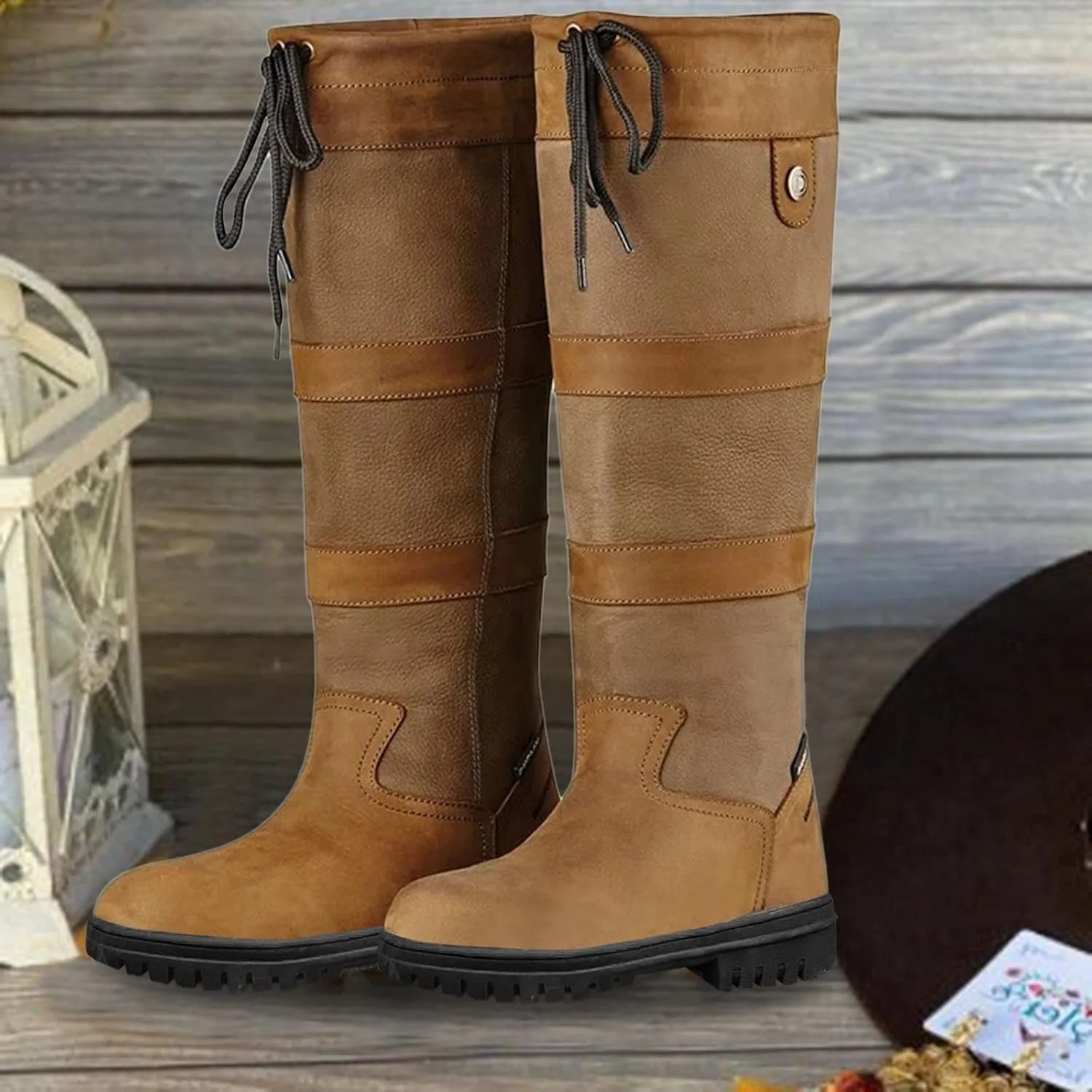 Womens Snow Boots Knee High Waterproof Winter Boots Non-slip Warm Fur Booties Casual Slip on Ankle Boots Thickening Winter Shoes Walking Hiking Booties