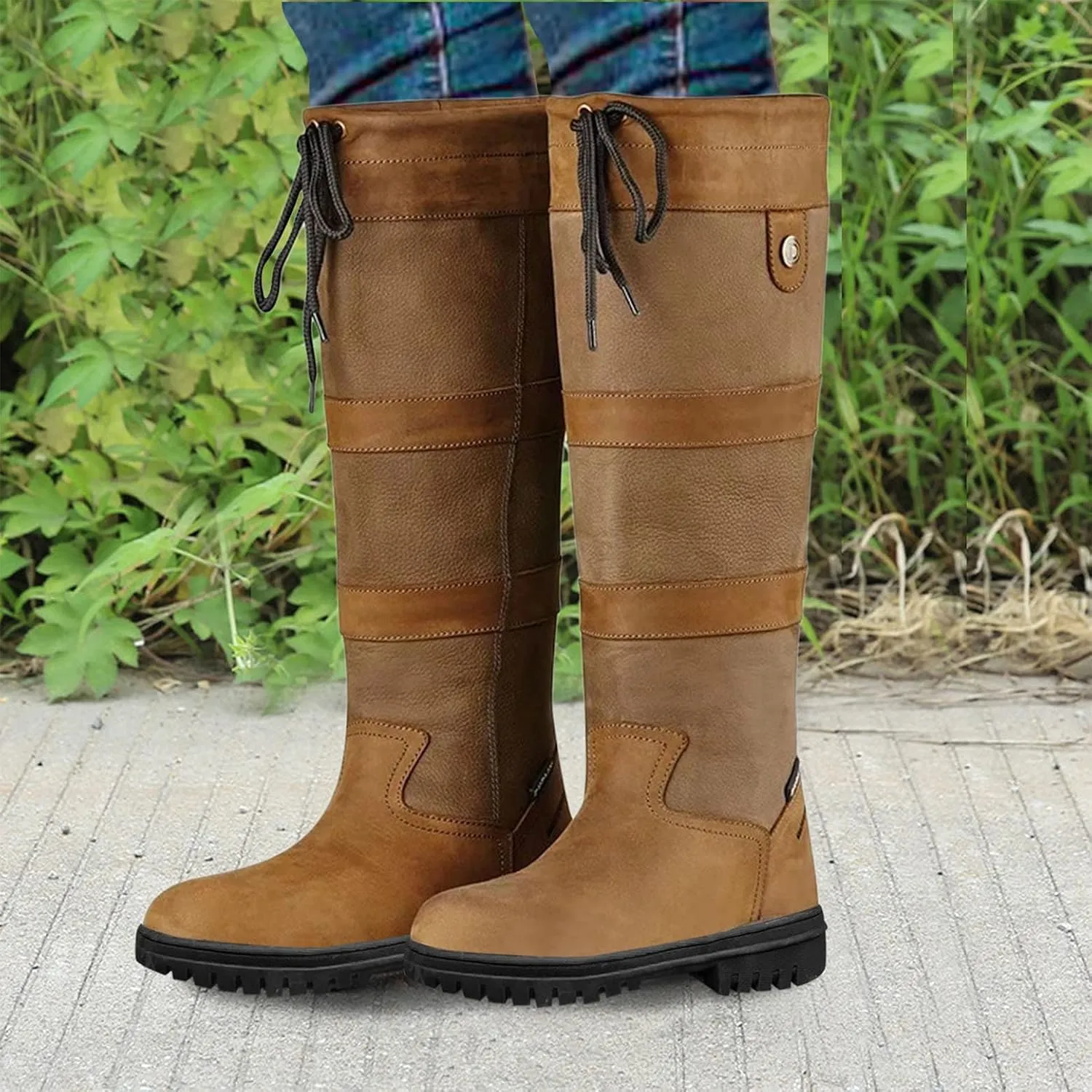 Womens Snow Boots Knee High Waterproof Winter Boots Non-slip Warm Fur Booties Casual Slip on Ankle Boots Thickening Winter Shoes Walking Hiking Booties