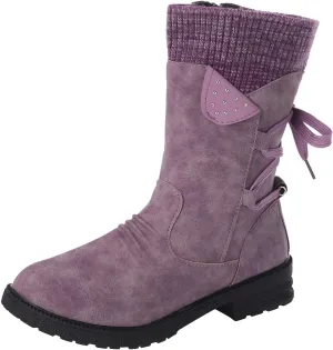 Womens Snow Boots Knit Calf Waterproof Winter Boots Non-slip Fuzzy Fur Booties Lightweight Slip on Ankle Boots Comfortable Winter Shoes Trekking Shoes