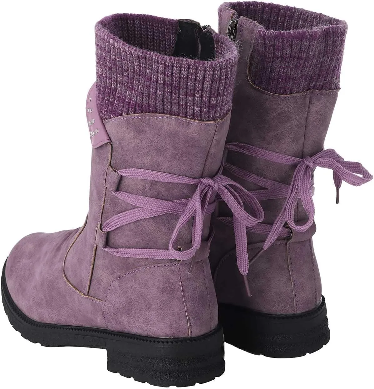 Womens Snow Boots Knit Calf Waterproof Winter Boots Non-slip Fuzzy Fur Booties Lightweight Slip on Ankle Boots Comfortable Winter Shoes Trekking Shoes