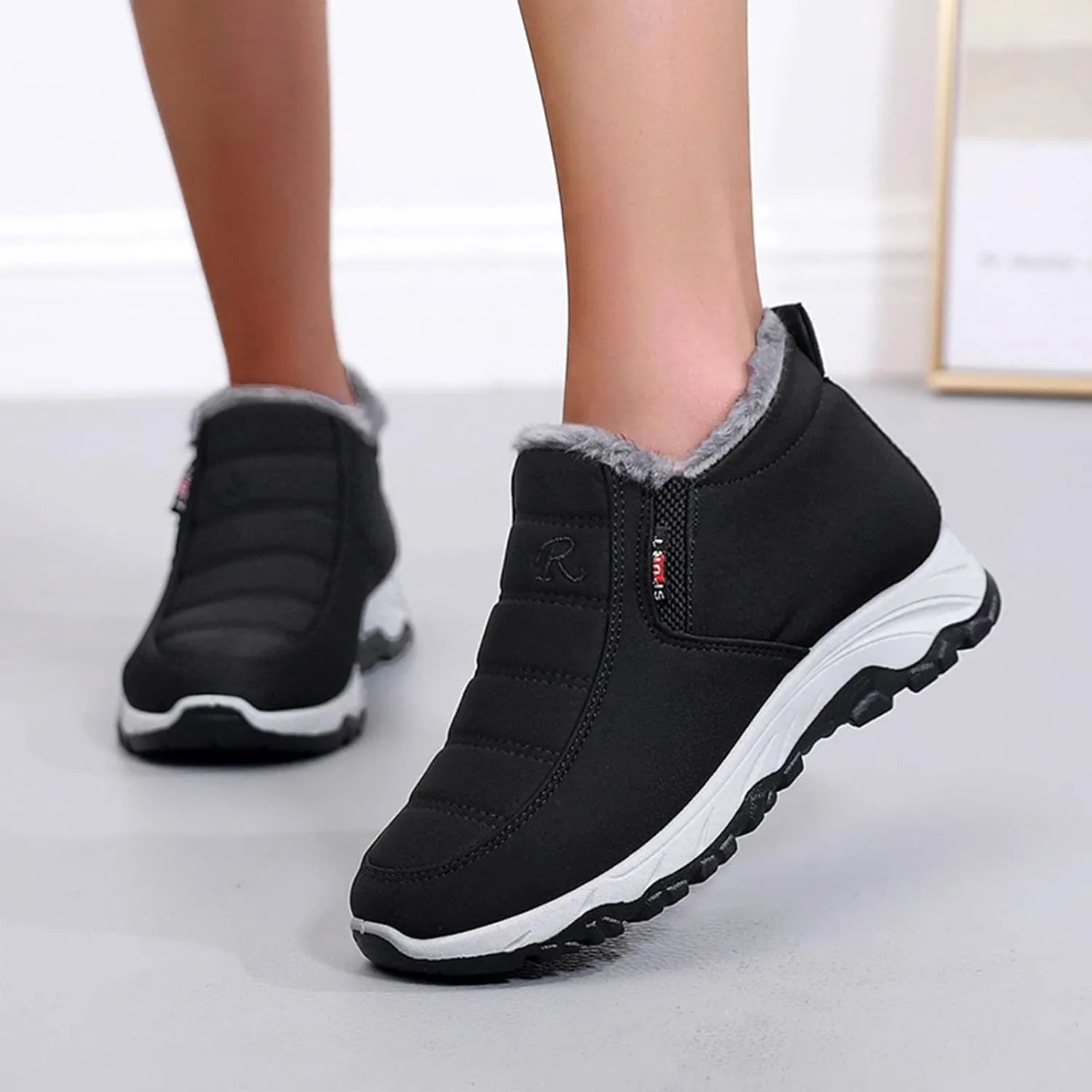 Womens Snow Boots Waterproof Anti-slip Winter Boots Classic Fully Fur Booties Lightweight Slip on Ankle Boots Comfortable Winter Shoes Trekking Shoes