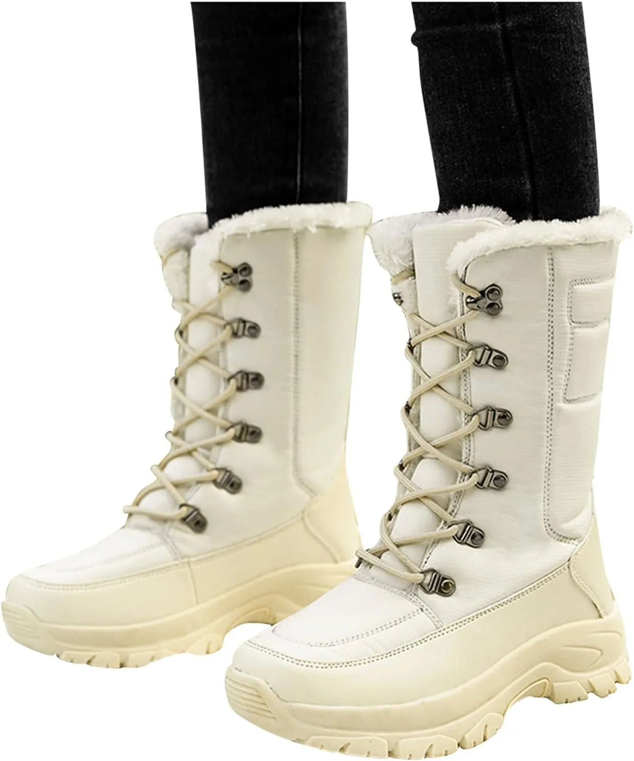 Women's Snow Boots Waterproof Anti-slip Winter Boots Classic Fuzzy Fur Booties Casual Slip on Ankle Boots Comfortable Winter Shoes Trekking Shoes
