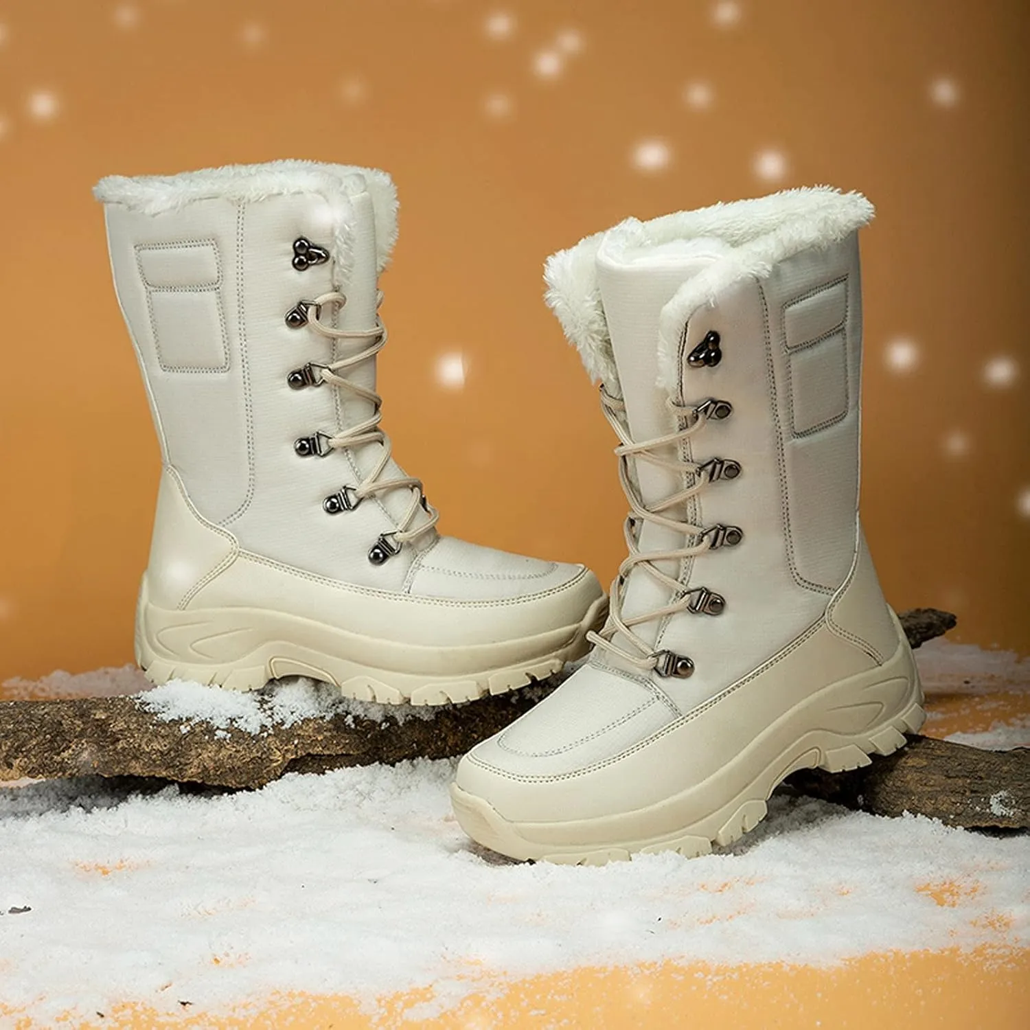 Women's Snow Boots Waterproof Anti-slip Winter Boots Classic Fuzzy Fur Booties Casual Slip on Ankle Boots Comfortable Winter Shoes Trekking Shoes