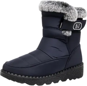Womens Snow Boots Waterproof Anti-slip Winter Boots Classic Warm Fur Booties Cold Weather Lace Up Ankle Boots Thickening Winter Shoes Walking Hiking Booties