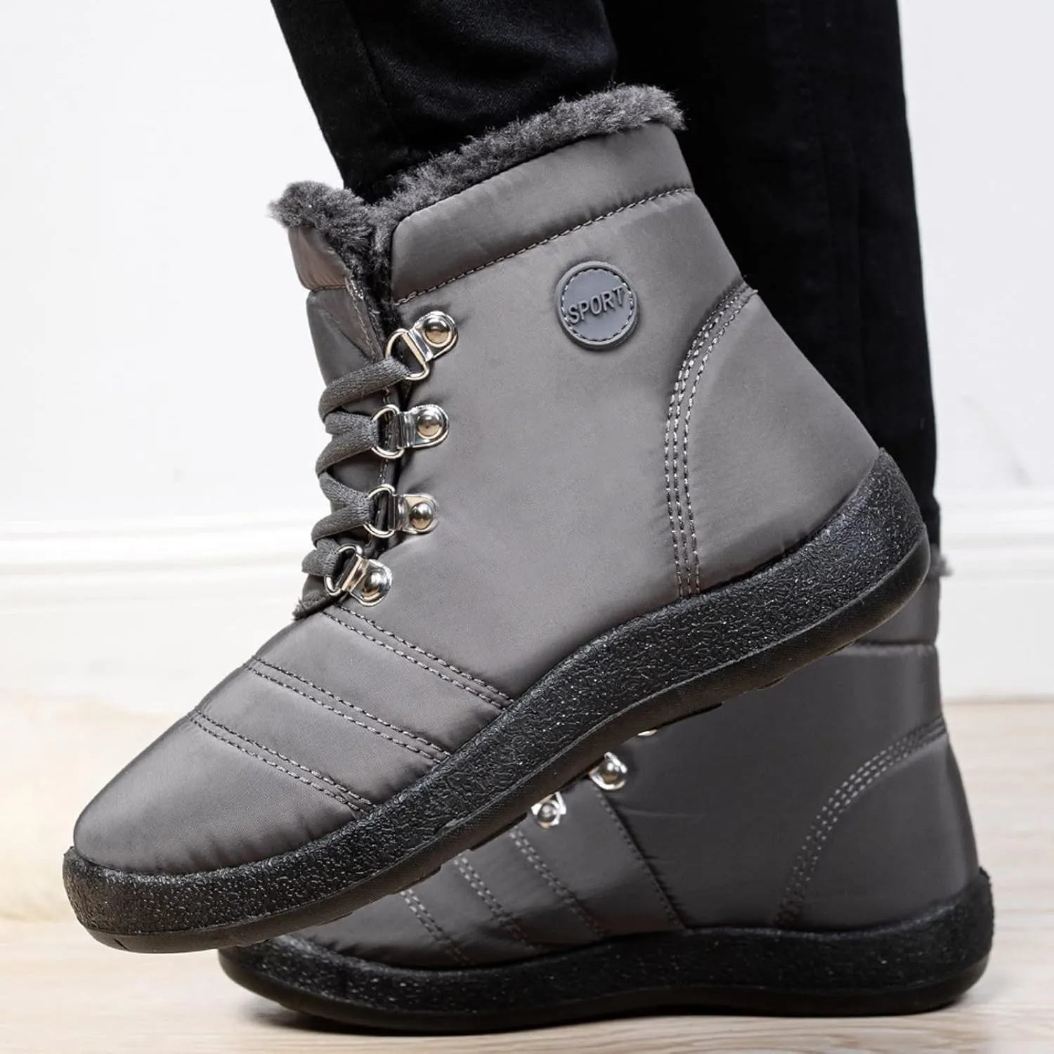 Women's Snow Boots Waterproof Winter Boots Anti-slip Fully Fur Booties Casual Slip on Ankle Boots Comfortable Winter Shoes Trekking Shoes