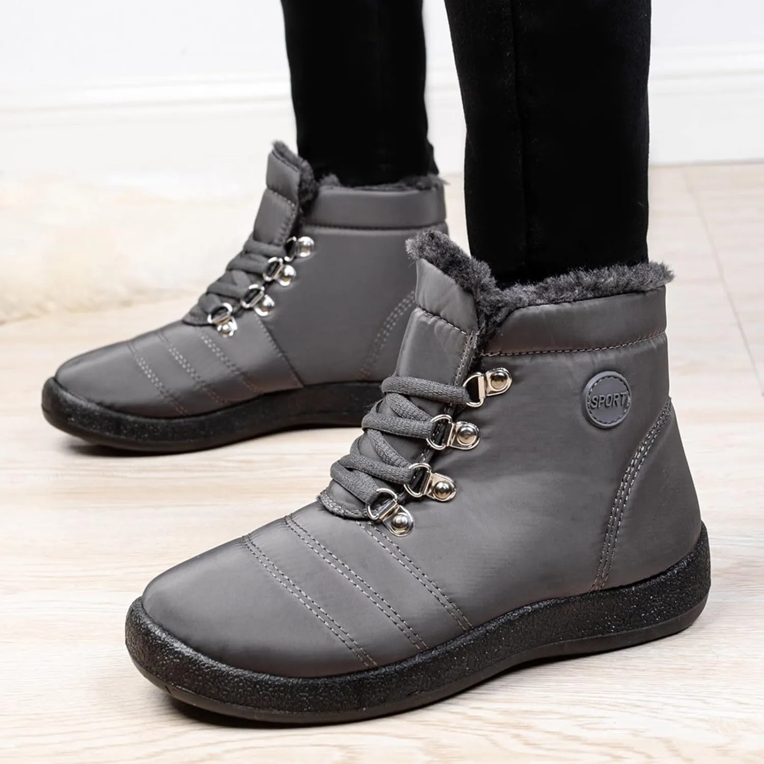 Women's Snow Boots Waterproof Winter Boots Anti-slip Fully Fur Booties Casual Slip on Ankle Boots Comfortable Winter Shoes Trekking Shoes
