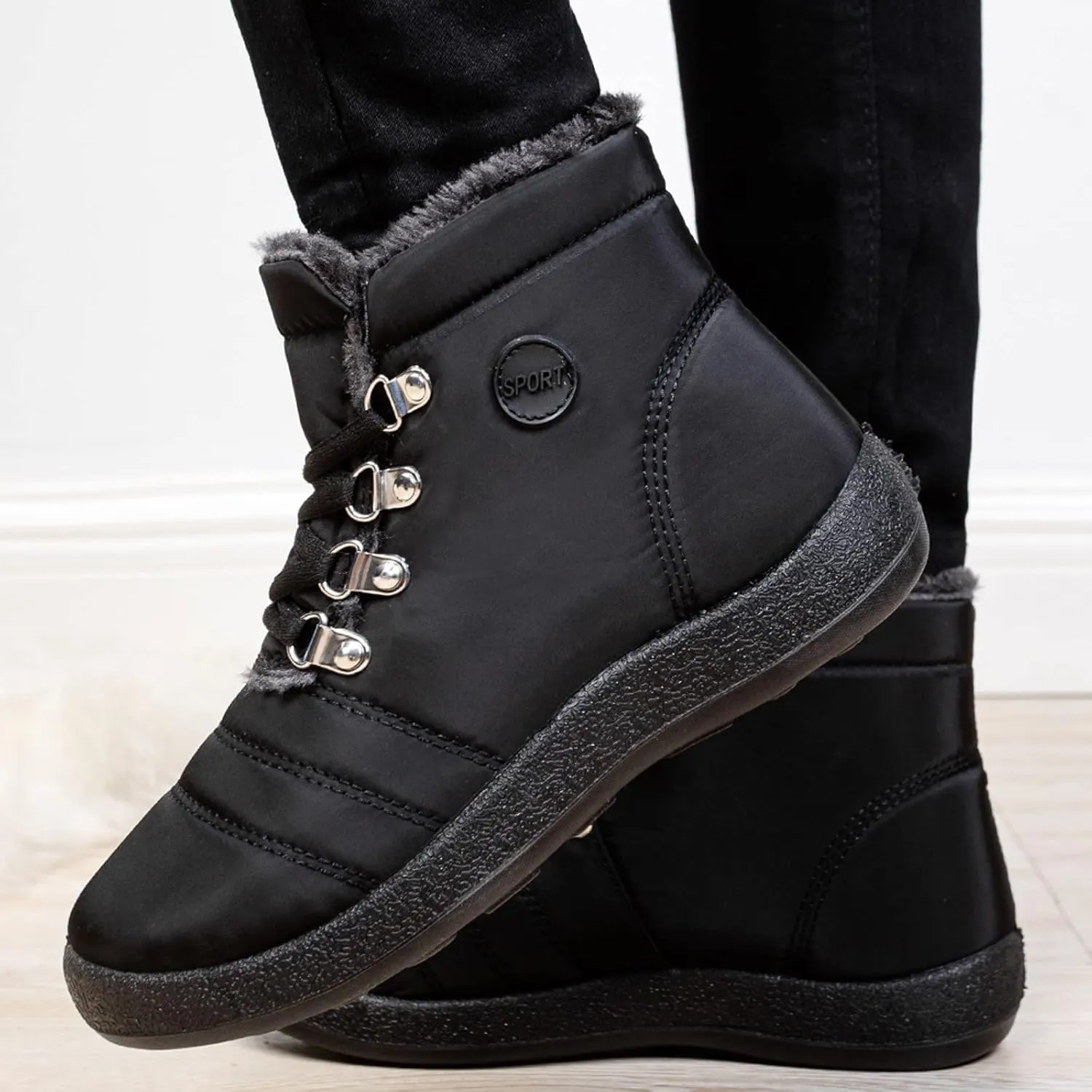 Women's Snow Boots Waterproof Winter Boots Anti-slip Fully Fur Booties Casual Slip on Ankle Boots Comfortable Winter Shoes Trekking Shoes