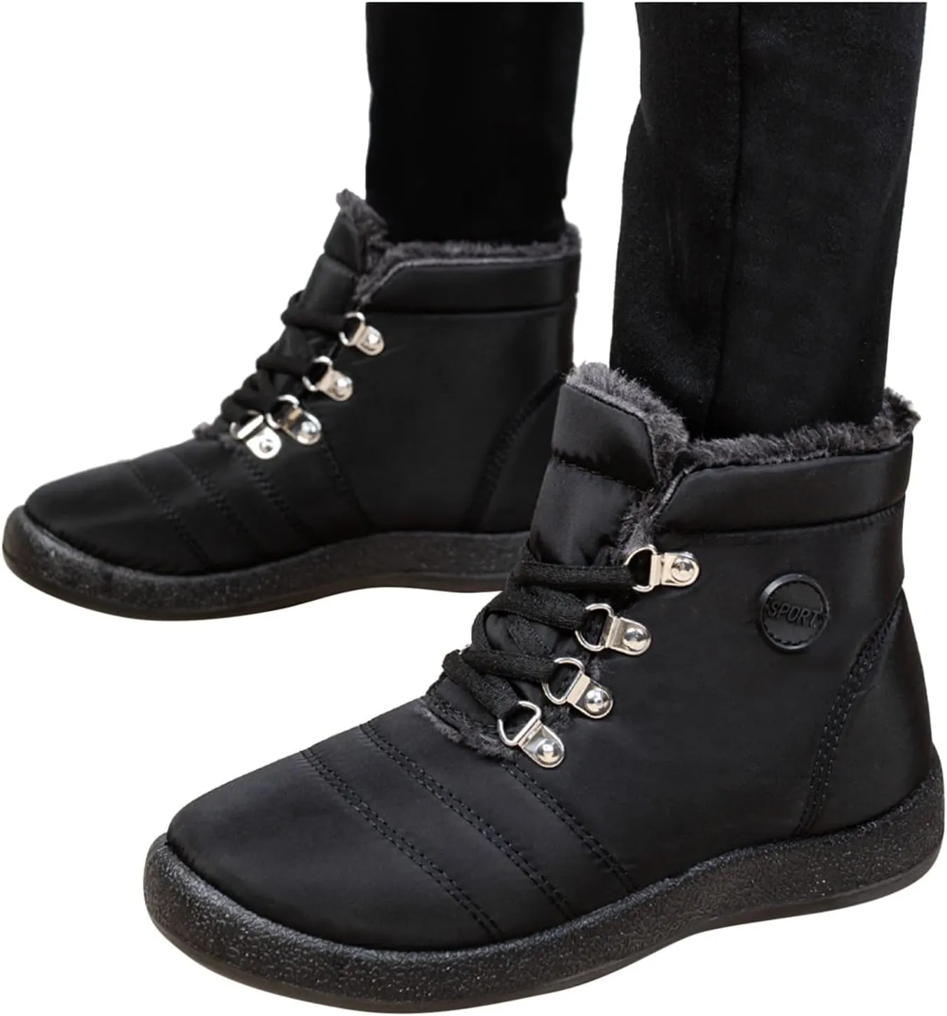 Women's Snow Boots Waterproof Winter Boots Anti-slip Fully Fur Booties Casual Slip on Ankle Boots Comfortable Winter Shoes Trekking Shoes