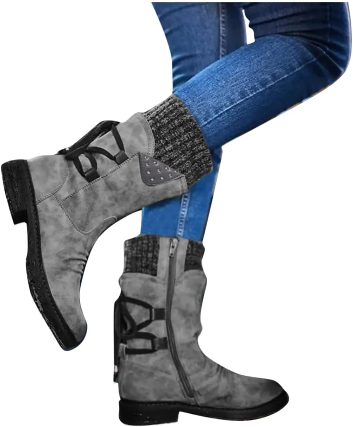 Womens Snow Boots Waterproof Winter Boots Anti-slip Fully Fur Booties Lightweight Slip on Ankle Boots Comfortable Winter Shoes Trekking Shoes