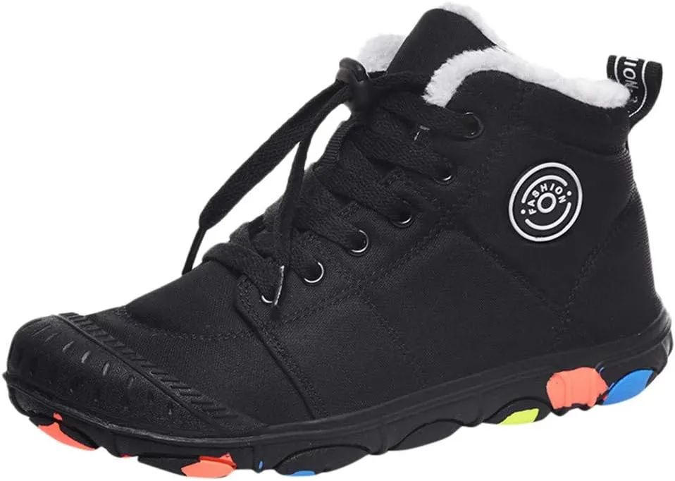 Womens Snow Boots Waterproof Winter Boots Non-slip Fully Fur Booties Cold Weather Lace Up Ankle Boots Comfortable Winter Shoes Trekking Shoes