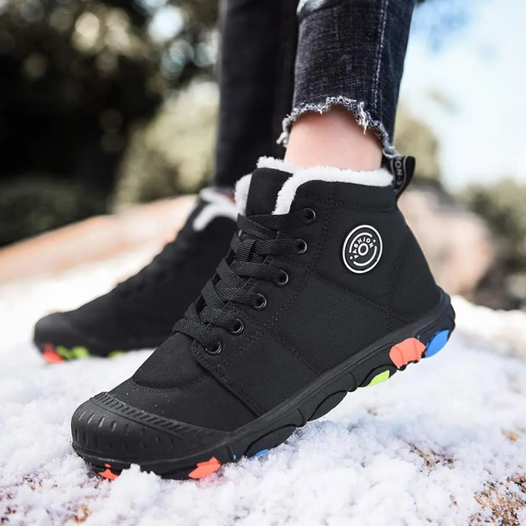 Womens Snow Boots Waterproof Winter Boots Non-slip Fully Fur Booties Cold Weather Lace Up Ankle Boots Comfortable Winter Shoes Trekking Shoes