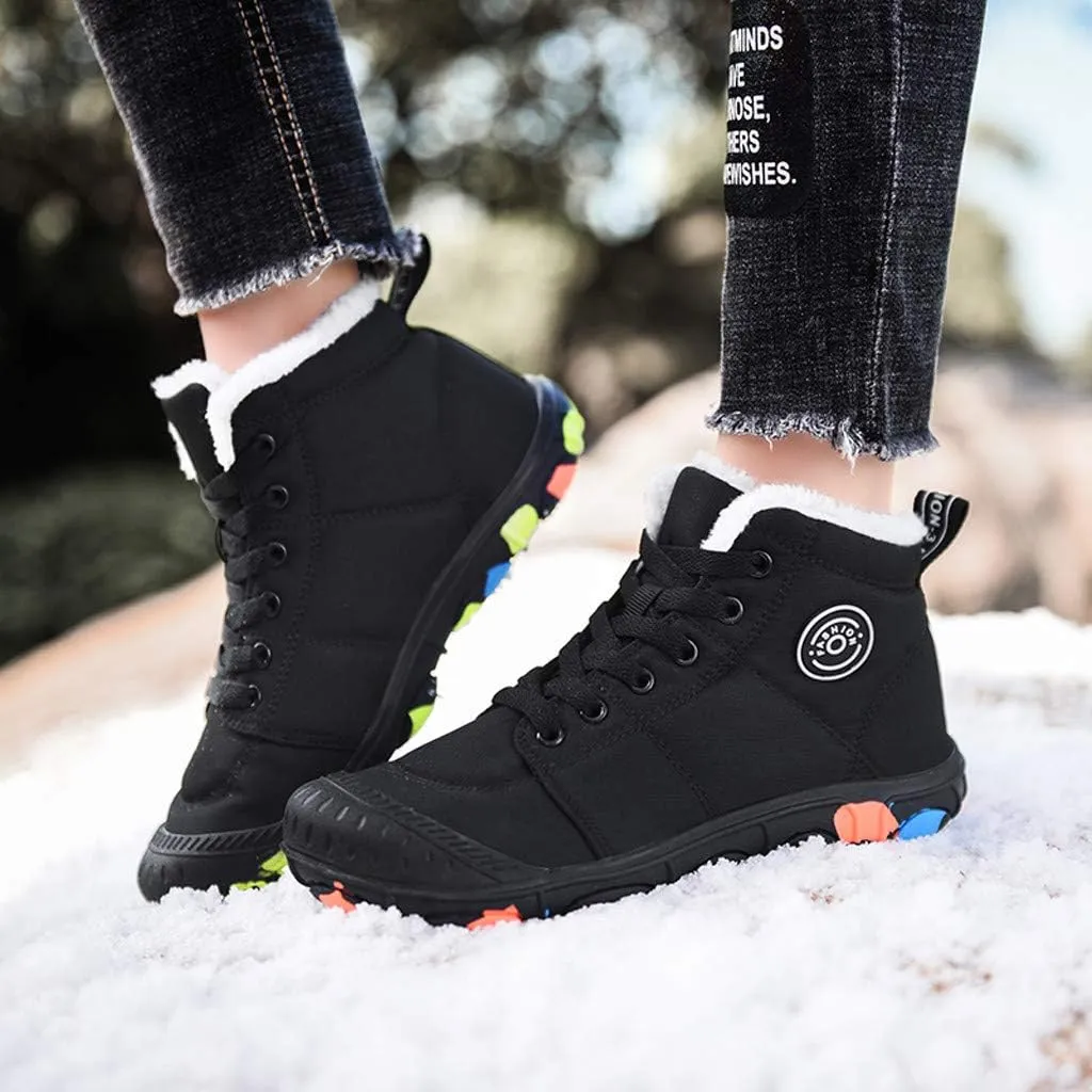 Womens Snow Boots Waterproof Winter Boots Non-slip Fully Fur Booties Cold Weather Lace Up Ankle Boots Comfortable Winter Shoes Trekking Shoes