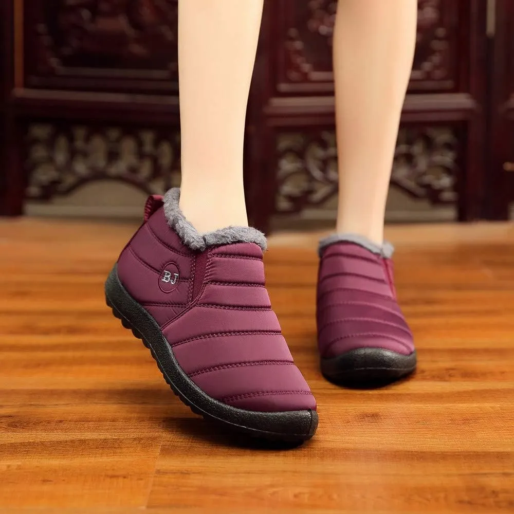 Women's Snow Boots Waterproof Winter Boots Non-slip Fuzzy Fur Booties Casual Slip on Ankle Boots Thickening Winter Shoes Walking Hiking Booties