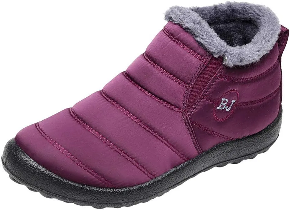 Women's Snow Boots Waterproof Winter Boots Non-slip Fuzzy Fur Booties Casual Slip on Ankle Boots Thickening Winter Shoes Walking Hiking Booties