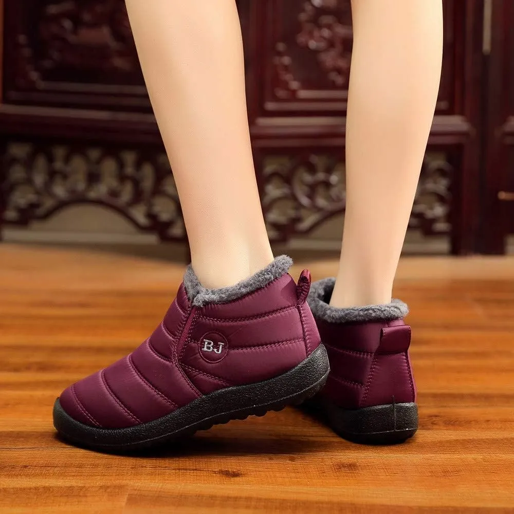 Women's Snow Boots Waterproof Winter Boots Non-slip Fuzzy Fur Booties Casual Slip on Ankle Boots Thickening Winter Shoes Walking Hiking Booties