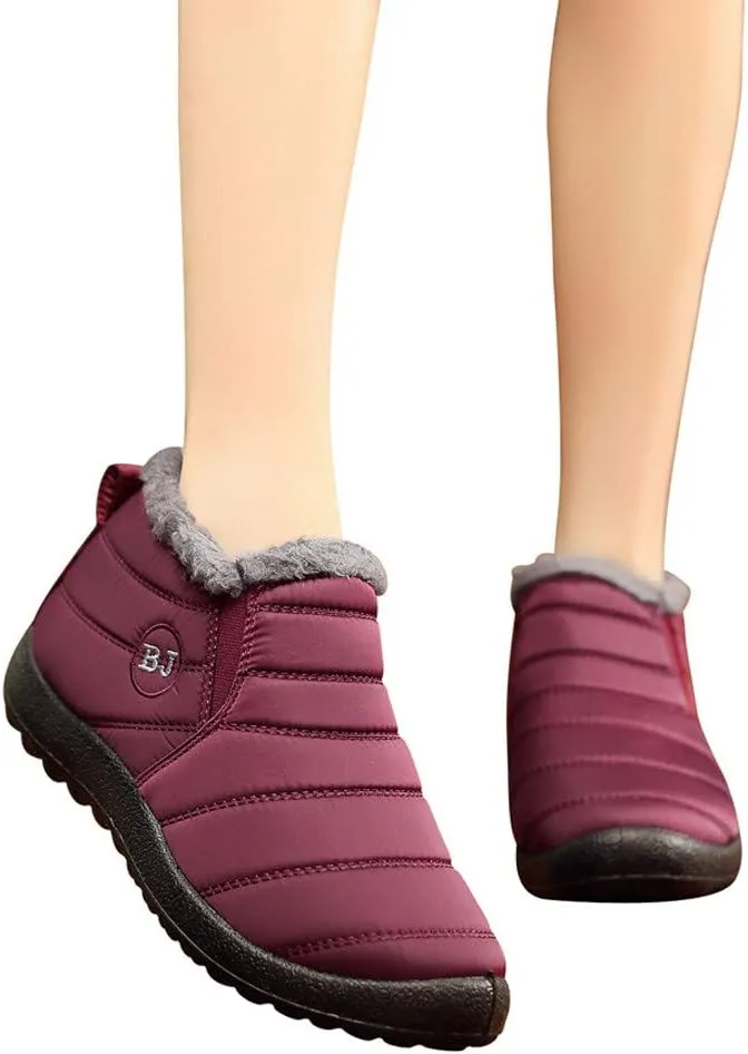 Women's Snow Boots Waterproof Winter Boots Non-slip Fuzzy Fur Booties Casual Slip on Ankle Boots Thickening Winter Shoes Walking Hiking Booties