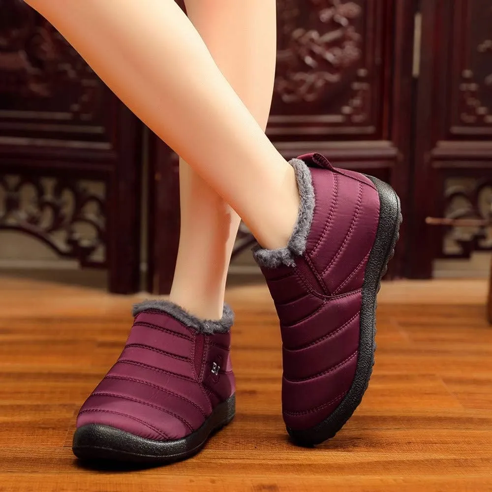 Women's Snow Boots Waterproof Winter Boots Non-slip Fuzzy Fur Booties Casual Slip on Ankle Boots Thickening Winter Shoes Walking Hiking Booties