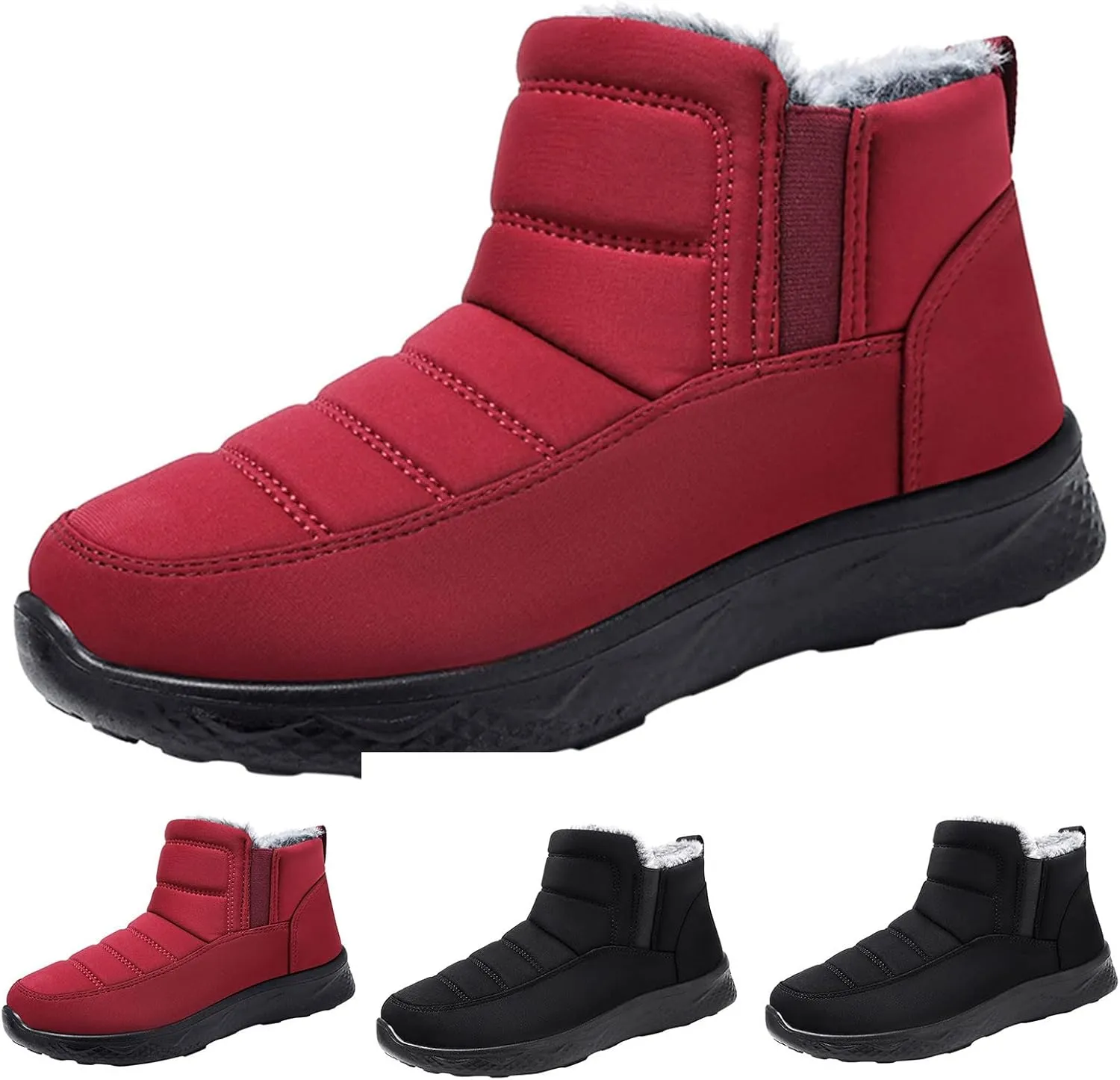 Women's Snow Boots Waterproof Winter Boots Non Slip Fuzzy Fur Booties Cold Weather Lace Up Ankle Boots Comfortable Winter Shoes Trekking Shoes