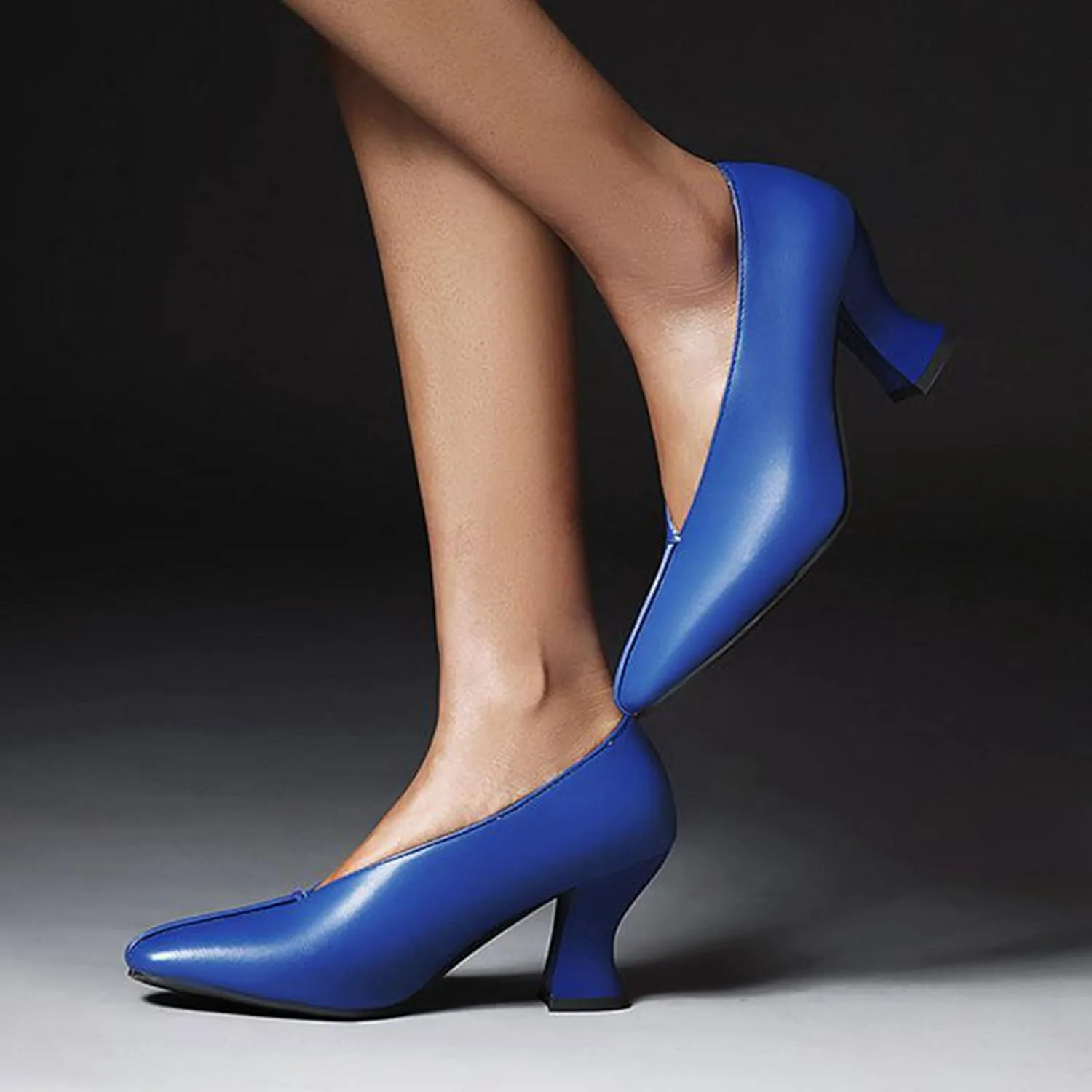 Women's V-Cut Dress Pumps Slip On Fashion Chunky Heel Closed Toe Comfort Formal Work Office Shoes