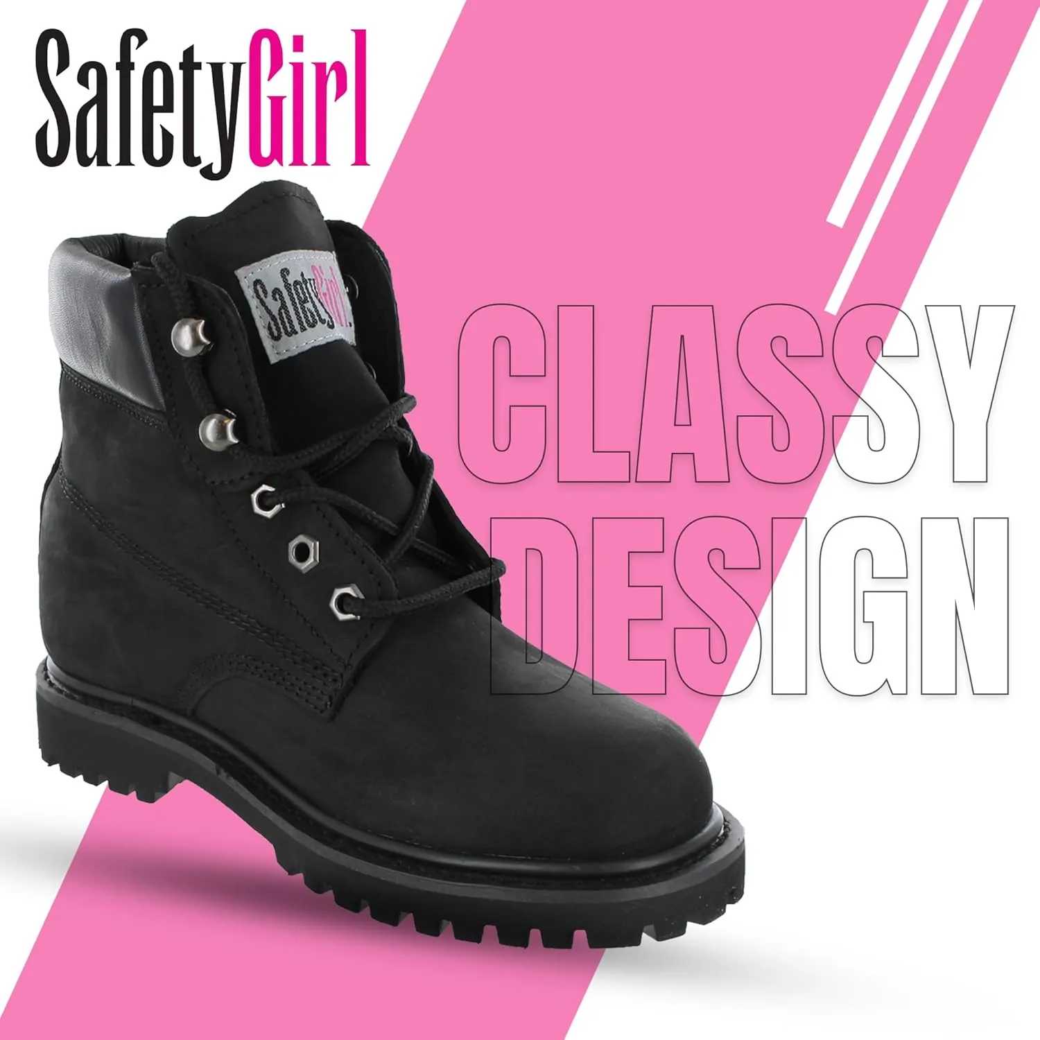 Womens Work Boots | Waterproof Leather Work Boots for Women | Oil & Slip-Resistant Soft Toe Boots for Women | Premium Nubuck Leather | Lightweight and Comfortable | Black Leather - 9.5M