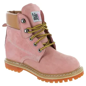 Womens Work Boots | Waterproof Leather Work Boots for Women | Oil & Slip-Resistant Soft Toe Boots for Women | Premium Nubuck Leather | Lightweight and Comfortable | Pink Leather - 7M