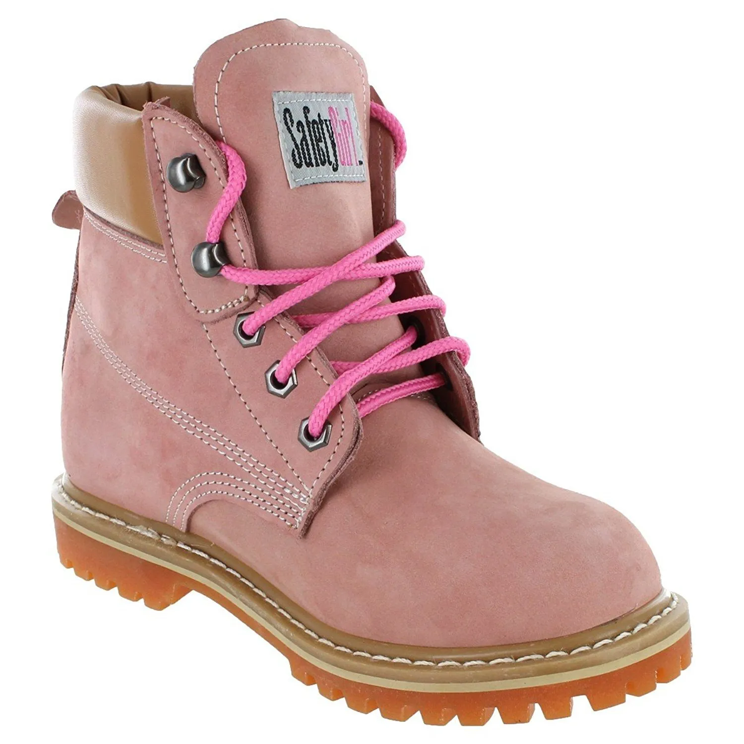 Womens Work Boots | Waterproof Leather Work Boots for Women | Oil & Slip-Resistant Soft Toe Boots for Women | Premium Nubuck Leather | Lightweight and Comfortable | Pink Leather - 7M