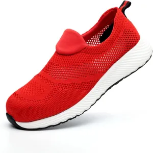 Work Steel Toe Shoes Safety Shoes for Men Women Lightweight Industrial Construction Shoes (Color : Red, Size : 6US)