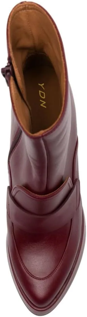YDN Women's Closed Almond Toe Ankle Boots Chunky Block Platform Heels Side Zipper Loafer Style Booties Shoes Size 4-16 US