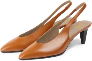 YDN Women's Low Kitten Heels Elastic Back Strap Sexy Pointy Toe Pumps Backless Basic Shoes for Party Dress Prom Daily Size 4-16 US
