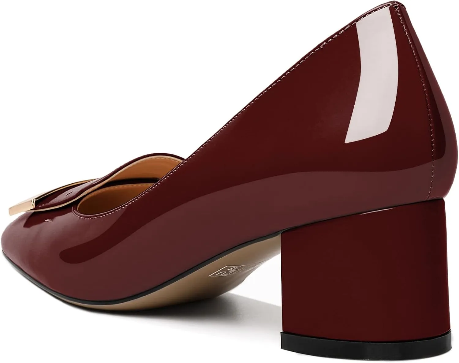 YODEKS Women's Low Block Heels Pumps Square Toe Chunky Heels Slip On 2 Inch Closed Toe Dressy Shoes