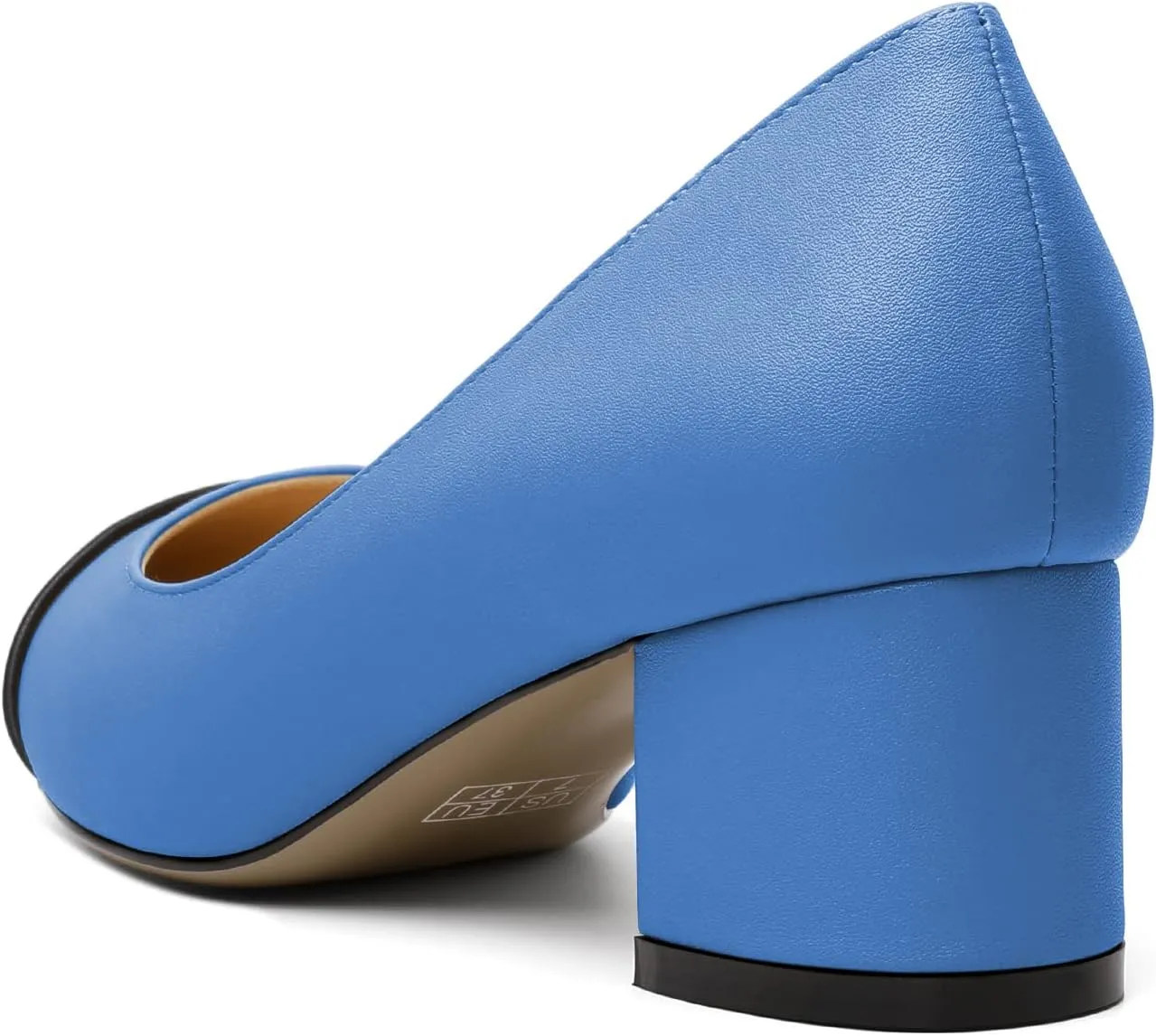 Zamikoo Women's Block Heel Pumps, Pointed Toe Slip on Classic Chunky Low Heel Cap Toe Dress Shoes for Office Wedding Work Evening 2 Inches