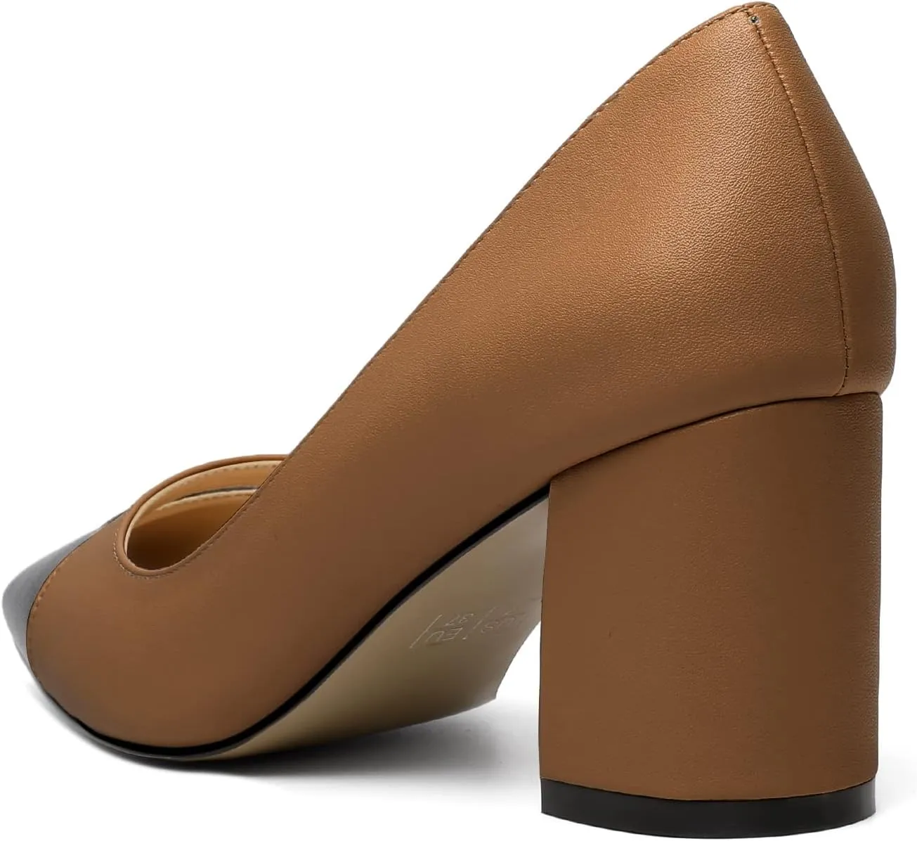 Zamikoo Women's Block Mid Heel Pumps Square Toe Slip-on Chunky Heels Ladies Work Office Dress Shoes 2.5 Inch