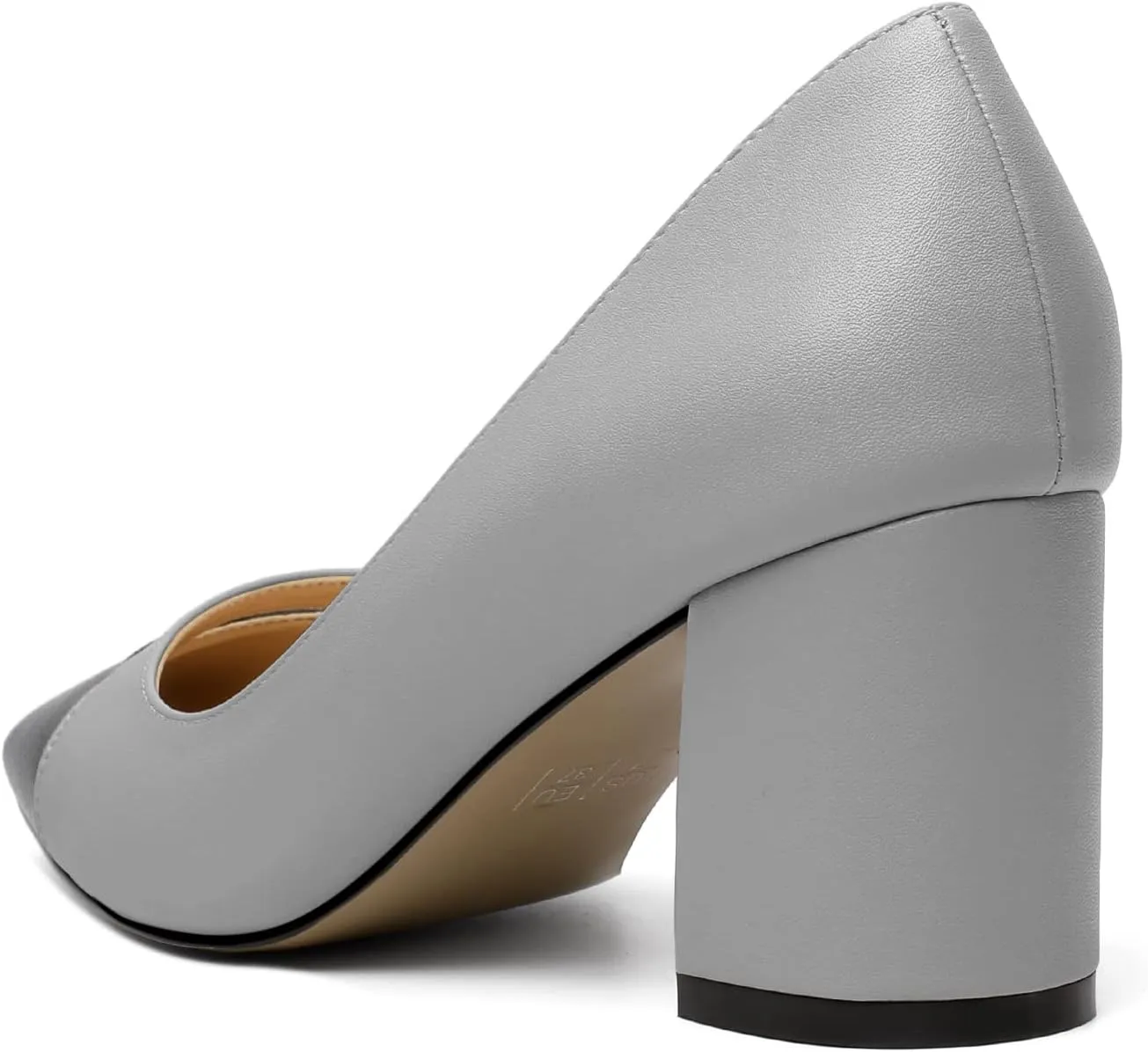 Zamikoo Women's Block Mid Heel Pumps Square Toe Slip-on Chunky Heels Ladies Work Office Dress Shoes 2.5 Inch