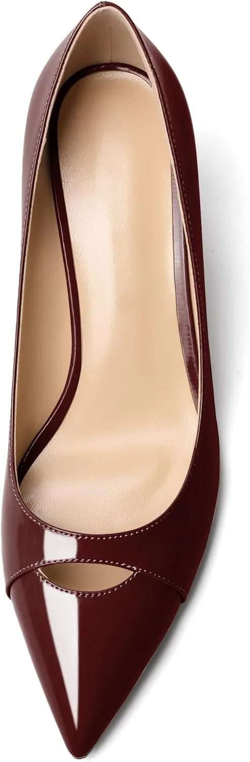 Zamikoo Women's Mid Block Heel Pumps, Pointed Toe Slip On Chunky Heels Ladies Work Office Dress Shoes 2.5 Inches