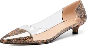 Zamikoo Women's Pointed Toe Clear Kitten Heels Slip On Transparent Low Heel Pumps PVC Shoes for Office Wedding Dress 1.5 Inches