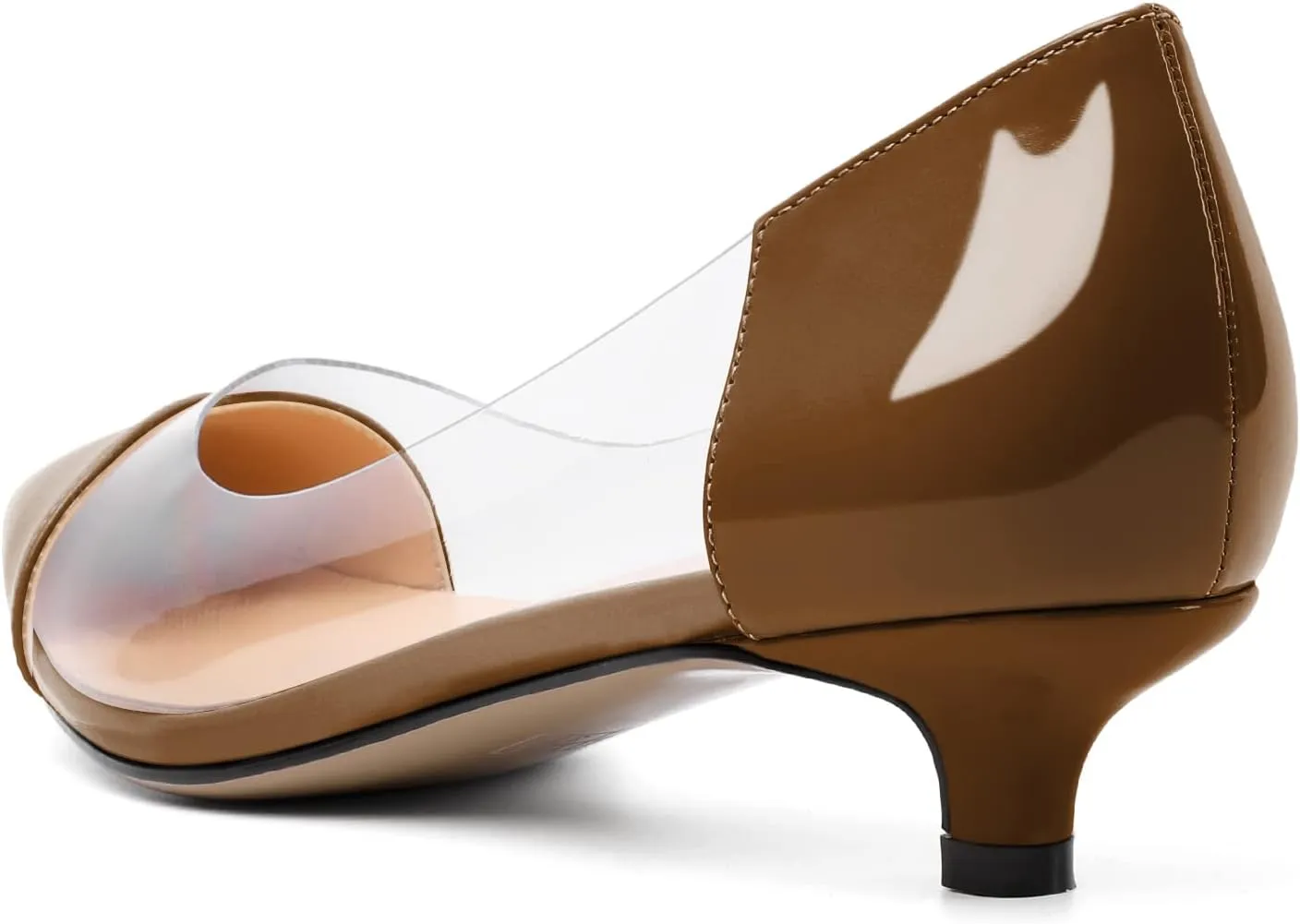 Zamikoo Women's Pointed Toe Clear Kitten Heels Slip On Transparent Low Heel Pumps PVC Shoes for Office Wedding Dress 1.5 Inches