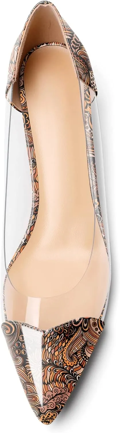 Zamikoo Women's Pointed Toe Clear Kitten Heels Slip On Transparent Low Heel Pumps PVC Shoes for Office Wedding Dress 1.5 Inches