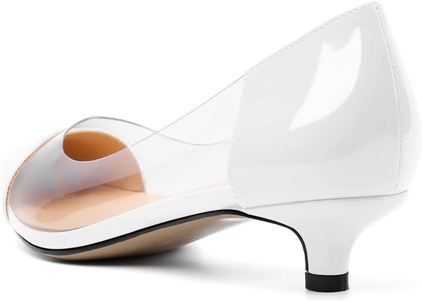Zamikoo Women's Pointed Toe Clear Kitten Heels Slip On Transparent Low Heel Pumps PVC Shoes for Office Wedding Dress 1.5 Inches