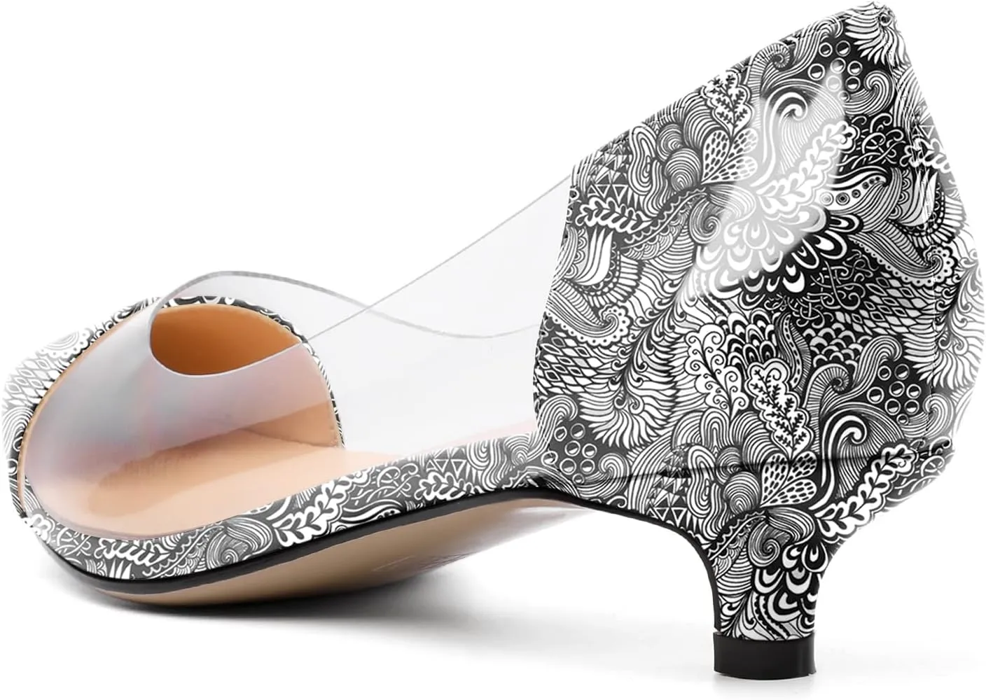 Zamikoo Women's Pointed Toe Clear Kitten Heels Slip On Transparent Low Heel Pumps PVC Shoes for Office Wedding Dress 1.5 Inches