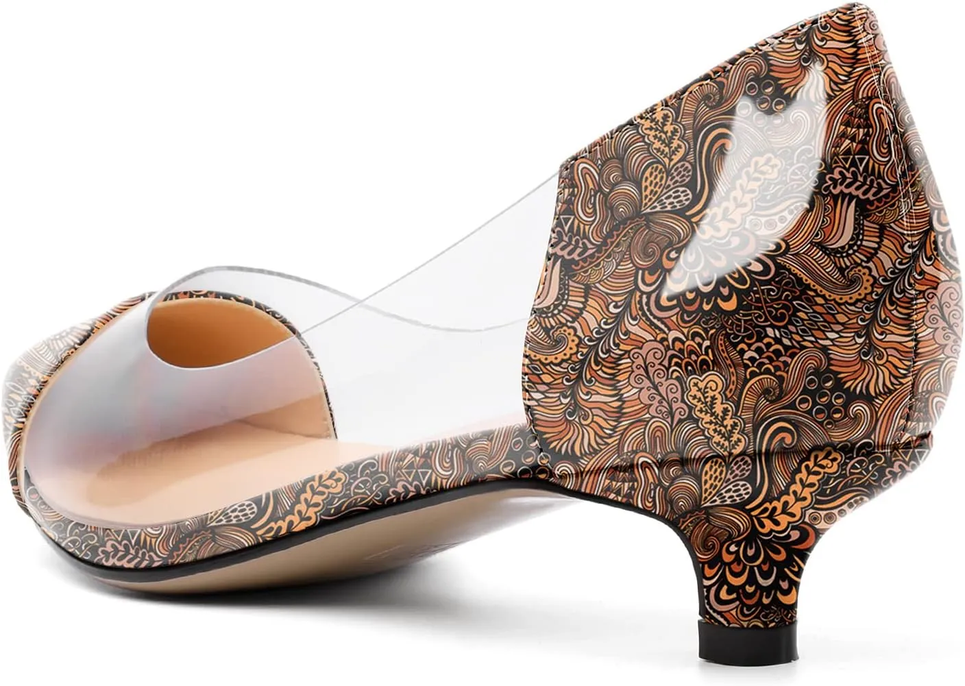 Zamikoo Women's Pointed Toe Clear Kitten Heels Slip On Transparent Low Heel Pumps PVC Shoes for Office Wedding Dress 1.5 Inches